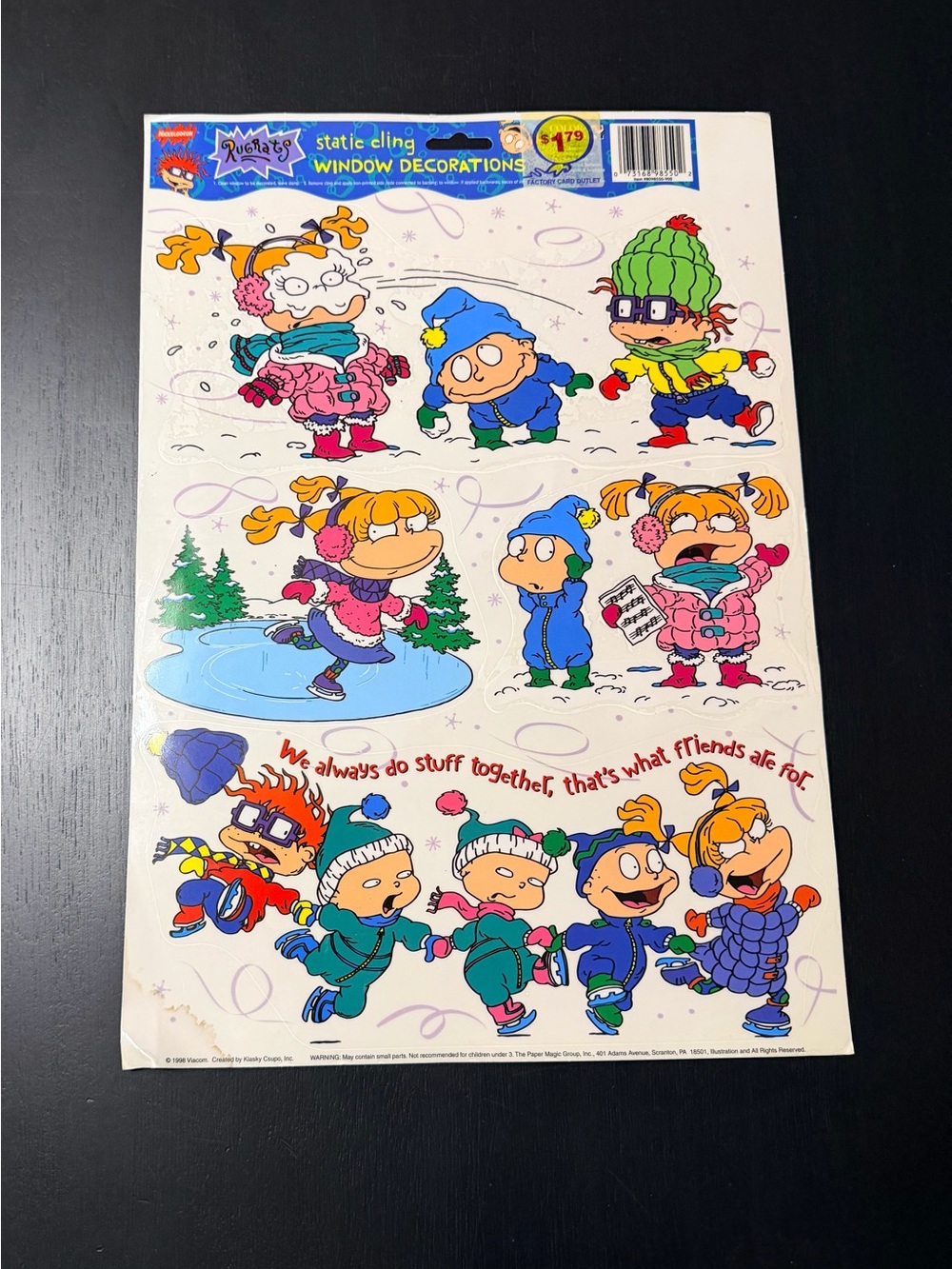 Vintage 1998 Rugrats Static Cling Window Decorations